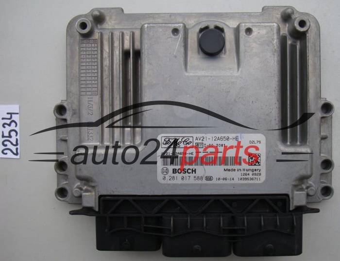 KOMPUTER STEROWNIK SILNIKA FORD FIESTA 1.6 TDCI BOSCH 0 281 017 588, 0281017588, FoMoCo AV21-12A650-HE, AV2112A650HE, DZL7S