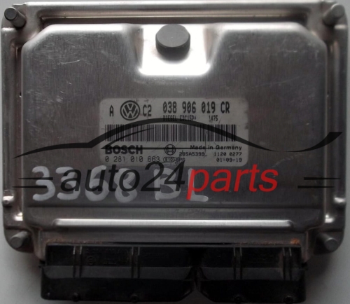 ECU ENGINE CONTROLLER VW VOLKSWAGEN GOLF 1.9 TDI 038906019CR 038 906 019 CR, BOSCH 0 281 010 663, 0281010663, DIESEL EDC15P+ 1475 28SA5399
