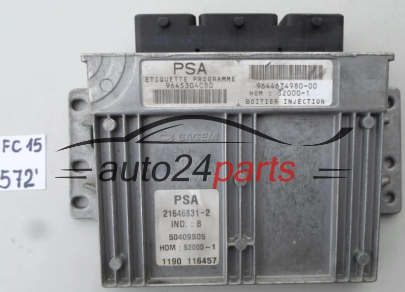 KOMPUTER STEROWNIK SILNIKA CITROEN PEUGEOT 21646831-2, 216468312, 9645304080