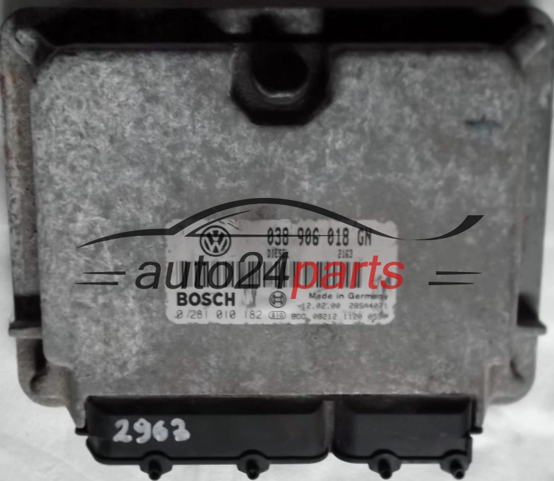KOMPUTER STEROWNIK SILNIKA SKODA OCTAVIA 1.9 TDI 038906018GN, 038 906 018 GN, BOSCH 0 281 010 182, 0281010182, DIESEL 2163, 28SA4071 