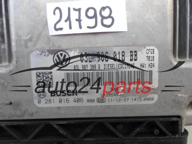 KOMPUTER STEROWNIK SILNIKA VW VOLKSWAGEN GOLF 2.0 TDI 03L906018BB, 03L 906 018 BB, 03L907309R, 03L 907 309 R BOSCH 0281016406, 0 281 016 406
