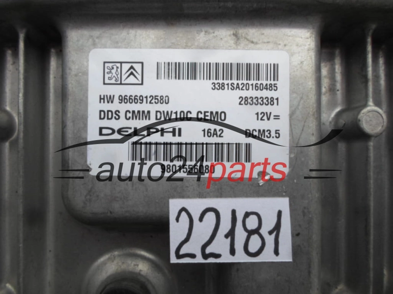 Μονάδα Ελέγχου Κινητήρα CITROEN PEUGEOT 2.0 HDI DELPHI 28333381, HW 9666912580, HW9666912580, DCM3.5