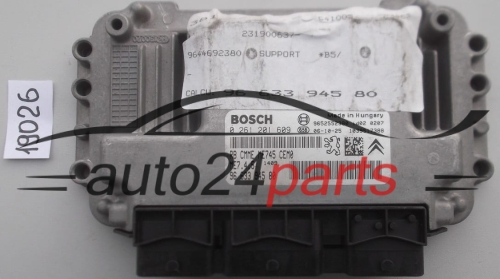KOMPUTER STEROWNIK SILNIKA CITROEN C4 1.6 BOSCH 0 261 201 609, 0261201609, 96 633 945 80, 9663394580, 9652552380, ME7.4.5 