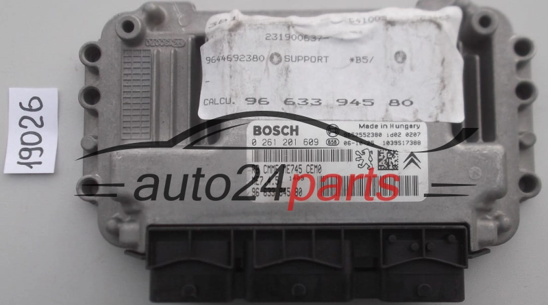 KOMPUTER STEROWNIK SILNIKA CITROEN C4 1.6 BOSCH 0 261 201 609, 0261201609, 96 633 945 80, 9663394580, 9652552380, ME7.4.5 