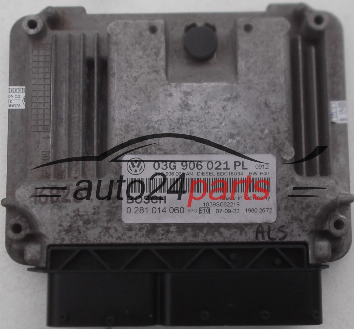 CENTRALINA DO MOTORE AUDI VW SEAT 1.9 TDI BOSCH 0 281 014 060, 0281014060, 03G 906 021 PL, 03G906021PL, 03G 906 021 AN, 03G906021AN