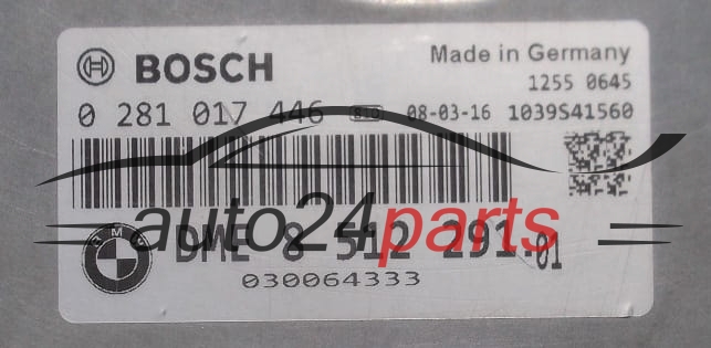 Μονάδα Ελέγχου Κινητήρα BMW E90 2.0 D BOSCH  0281017446, DME  8512291