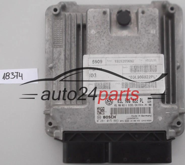 KOMPUTER STEROWNIK SILNIKA VW VOLKSWAGEN EOS 2.0 TDI BOSCH 0 281 015 883, 0281015883, 03L 906 022 PL, 03L906022PL, EDC17CP14