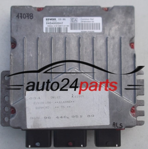 ECU ENGINE CONTROLLER PEUGEOT 307 2.0 HDI SIEMENS 5WS40020H-T, 5WS40020HT, SW9644895180, SW 9644895180, HW9641849280, HW 9641849280
