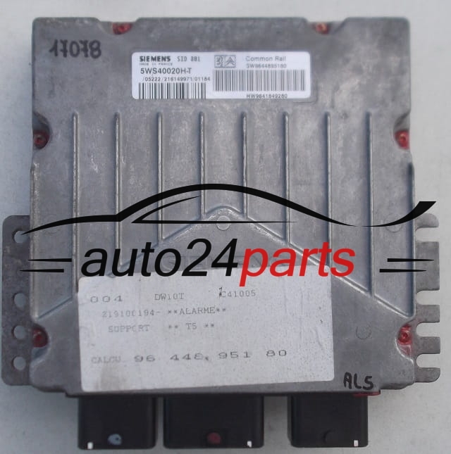 ECU ENGINE CONTROLLER PEUGEOT 307 2.0 HDI SIEMENS 5WS40020H-T, 5WS40020HT, SW9644895180, SW 9644895180, HW9641849280, HW 9641849280