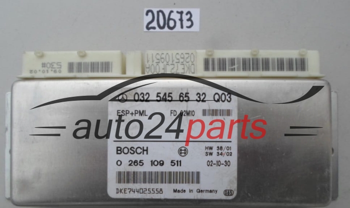 CENTRALINA ABS ESP+PML MERCEDES W 211, BOSCH 0 265 109 511, 0265109511, 032 545 65 32 Q03, 0325456532Q03