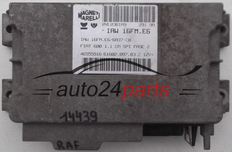KOMPUTER STEROWNIK SILNIKA FIAT SEICENTO 1.1, MAGNETI MARELLI IAW 16FM.E6, IAW16FME6, 61602.097.03, 6160209703, 46555916