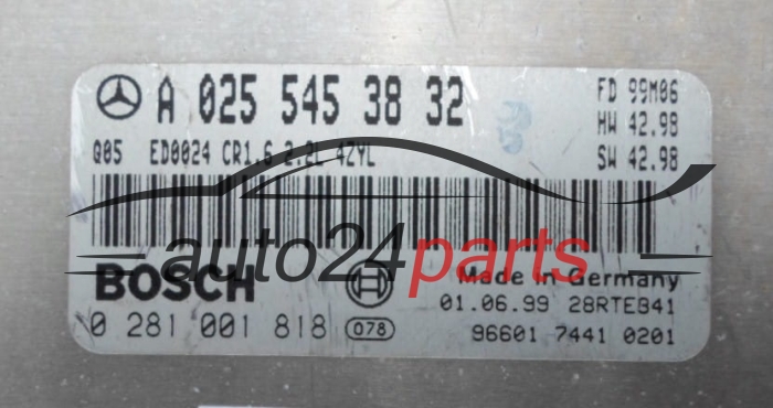 CENTRALINA MOTORE MERCEDES W202 2.2 CDI BOSCH  0281001818,  A0255453832