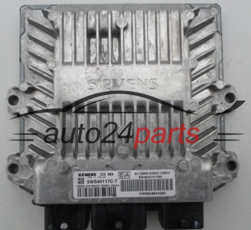 ECU ENGINE CONTROLLER  CITROEN PEUGEOT SIEMENS 5WS40117C-T,  SW 9655151080, HW 9648624280, SID804