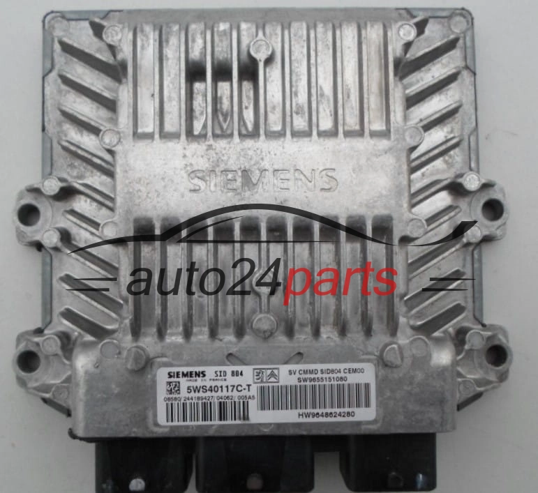 ECU ENGINE CONTROLLER  CITROEN PEUGEOT SIEMENS 5WS40117C-T,  SW 9655151080, HW 9648624280, SID804