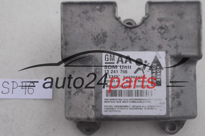 STEROWNIK MODUL PODUSZEK POWIETRZNYCH OPEL ZAFIRA B 13241766 AA, 13 241 766, 93187855, 1232041, 12 32 041