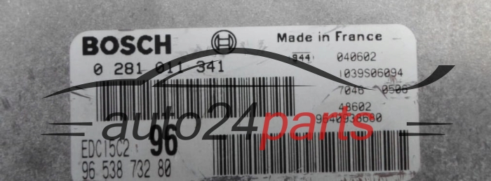 Μονάδα Ελέγχου Κινητήρα PEUGEOT 307 2.0 HDI BOSCH 0281011341, 0 281 011 341, 9653873280, 96 538 732 80, EDC15C2 96