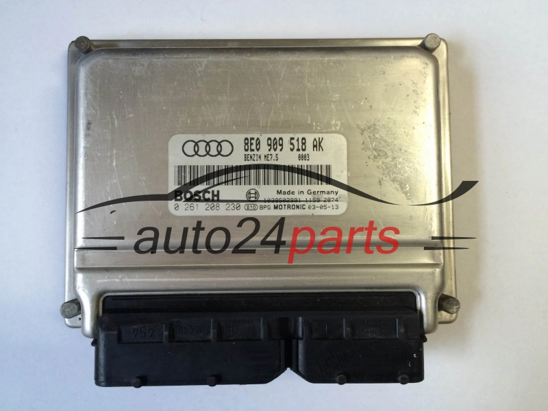 ECU ENGINE CONTROLLER AUDI A4 1.8T 1.8 TURBO 8E0 909 518 AK, 8E0909518AK, BOSCH 0 261 208 230, 0261208230, 1039SA02991