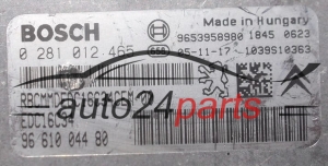Μονάδα Ελέγχου Κινητήρα PEUGEOT 207 1.6 HDI BOSCH 0 281 012 465,  96 610 044 80