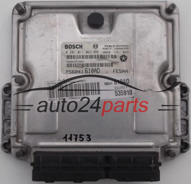 MOTORSTEUERGERÄT ECU STEUERGERAT JEEP GRAND CHEROKEE 2.7 CRD BOSCH 0 281 011 063, 0281011063, P56041610AD