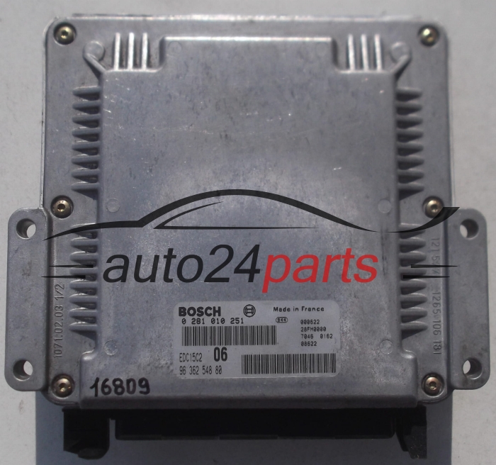 CALCULATEUR MOTEUR CITROEN XANTIA 2.0 HDI BOSCH 0 281 010 251, 0281010251, 96 362 548 80, 9636254880, 28FM0000, EDC15C2 06