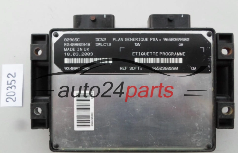 KOMPUTER STEROWNIK SILNIKA CITROEN PEUGEOT R04080034B, 9650359580, 9650360280 