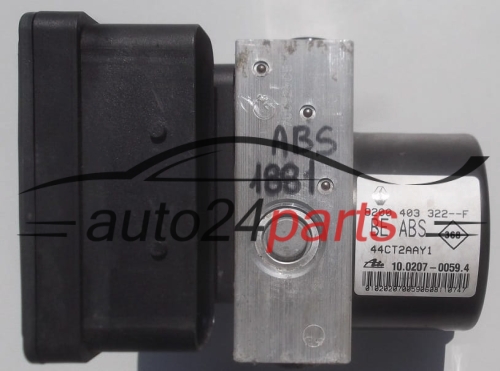 POMPE HYDRAULIQUE ET CALCULATEUR d'ABS RENAULT TWINGO 8200 403 322 F, 44CT2AAY1, ATE 10.0207-0059.4