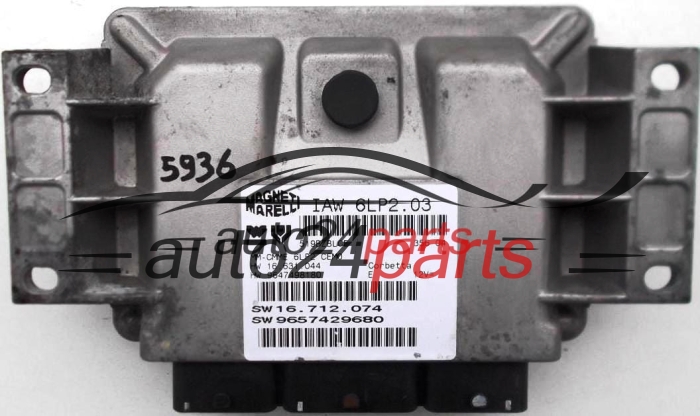 Μονάδα Ελέγχου Κινητήρα PEUGEOT 206 1.4 MAGNETI MARELLI IAW 6LP2.03, IAW6LP203, HW 16.631.044, 16631044, 9647498180, SW 16.712.074, 16712074, 9657429680 