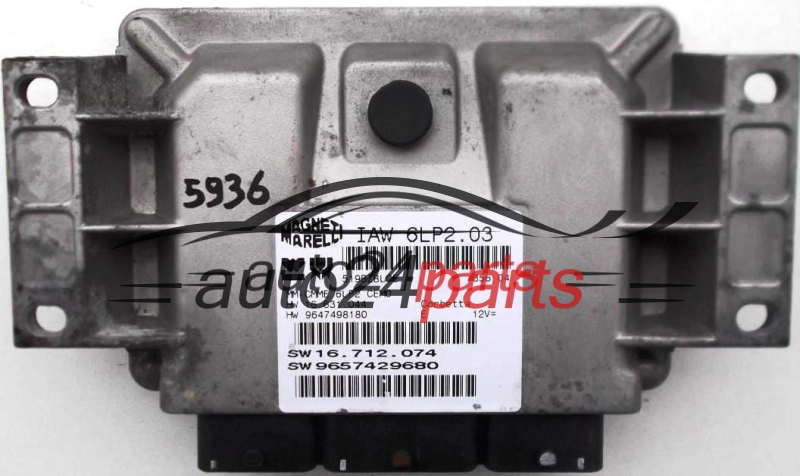 Μονάδα Ελέγχου Κινητήρα PEUGEOT 206 1.4 MAGNETI MARELLI IAW 6LP2.03, IAW6LP203, HW 16.631.044, 16631044, 9647498180, SW 16.712.074, 16712074, 9657429680 